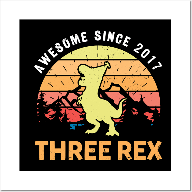 Three Rex 3rd Birthday Third Birthday Dinosaur Wall Art by swissles